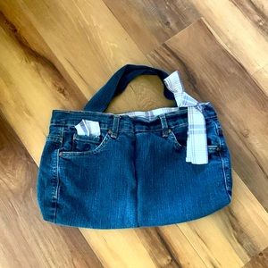 PURSE RECYCLED JEAN WITH PLAID LINING TOTE STYLE